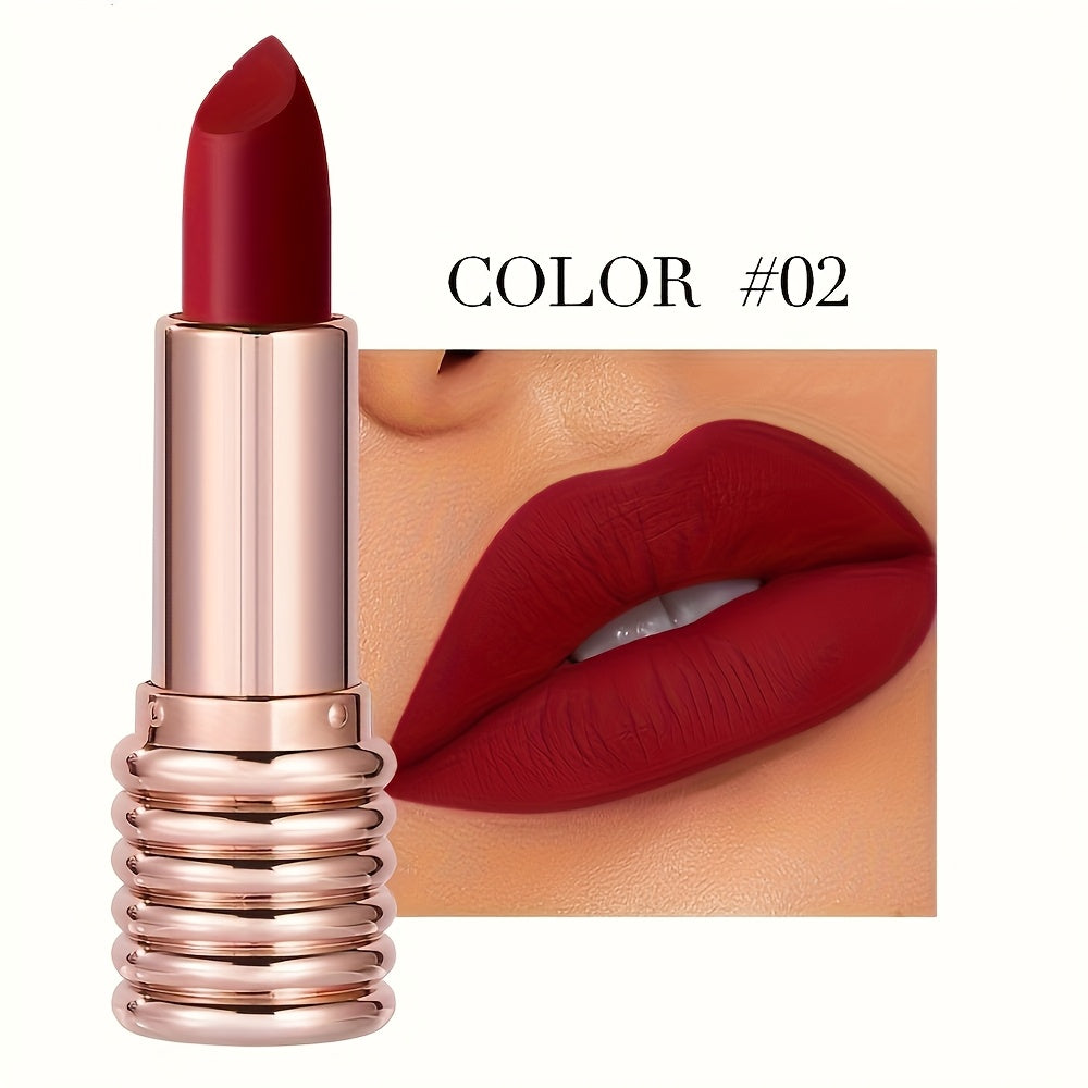 Rouge à lèvres brillant mat velours longue tenue, waterproof et résistant à la transpiration - Formule légère illuminatrice, 4 teintes (Bordeaux, Rose, Brun-rouge, Rouge) pour toutes les carnations claires, Produit de beauté, Design sophistiqué, Fini nacr