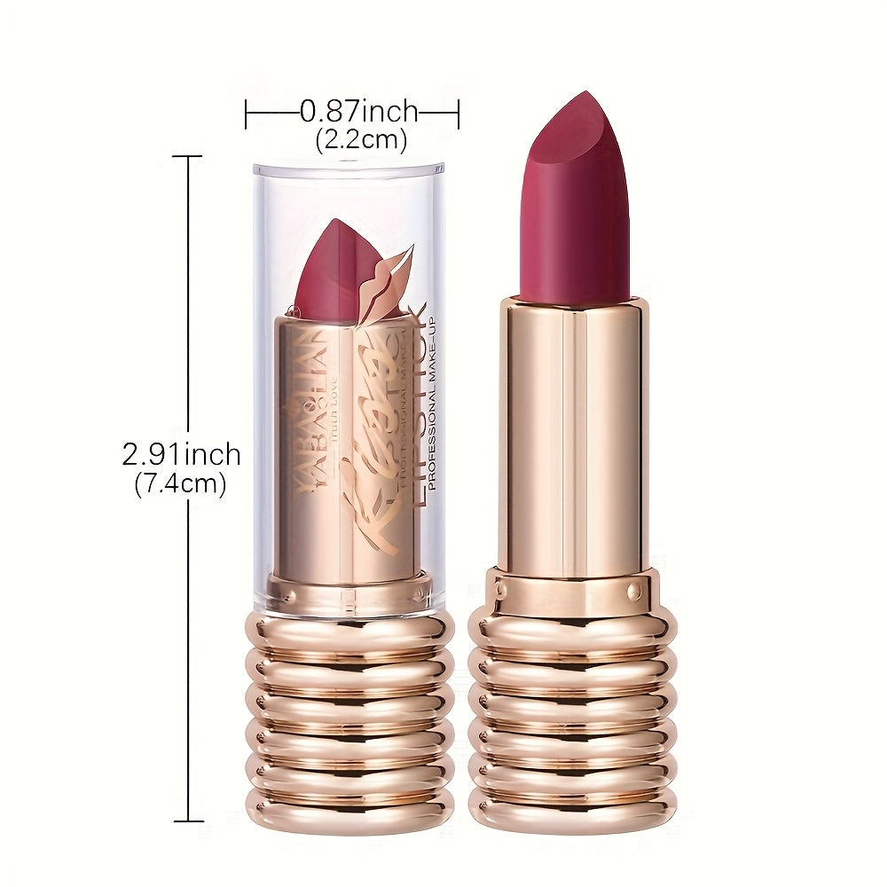 Rouge à lèvres brillant mat velours longue tenue, waterproof et résistant à la transpiration - Formule légère illuminatrice, 4 teintes (Bordeaux, Rose, Brun-rouge, Rouge) pour toutes les carnations claires, Produit de beauté, Design sophistiqué, Fini nacr