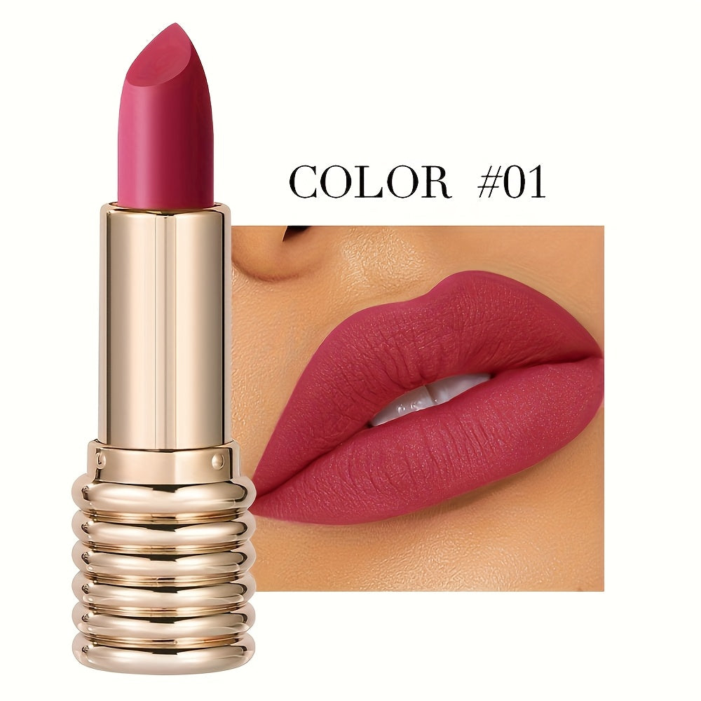 Rouge à lèvres brillant mat velours longue tenue, waterproof et résistant à la transpiration - Formule légère illuminatrice, 4 teintes (Bordeaux, Rose, Brun-rouge, Rouge) pour toutes les carnations claires, Produit de beauté, Design sophistiqué, Fini nacr