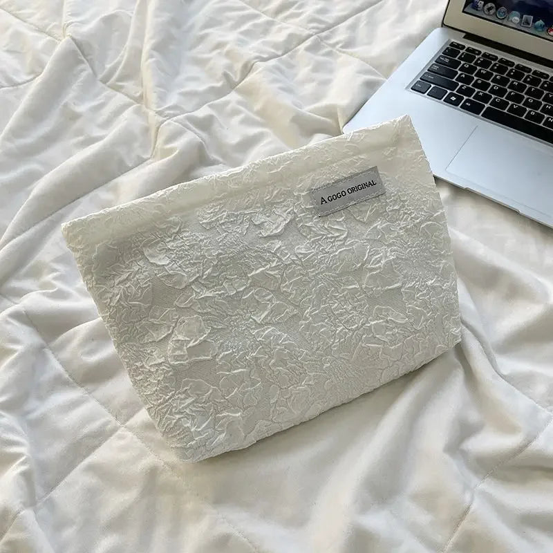 Trousse de maquillage florale pour femme, trousse de maquillage avec broderie coréenne, trousse de toilette de voyage en velours côtelé