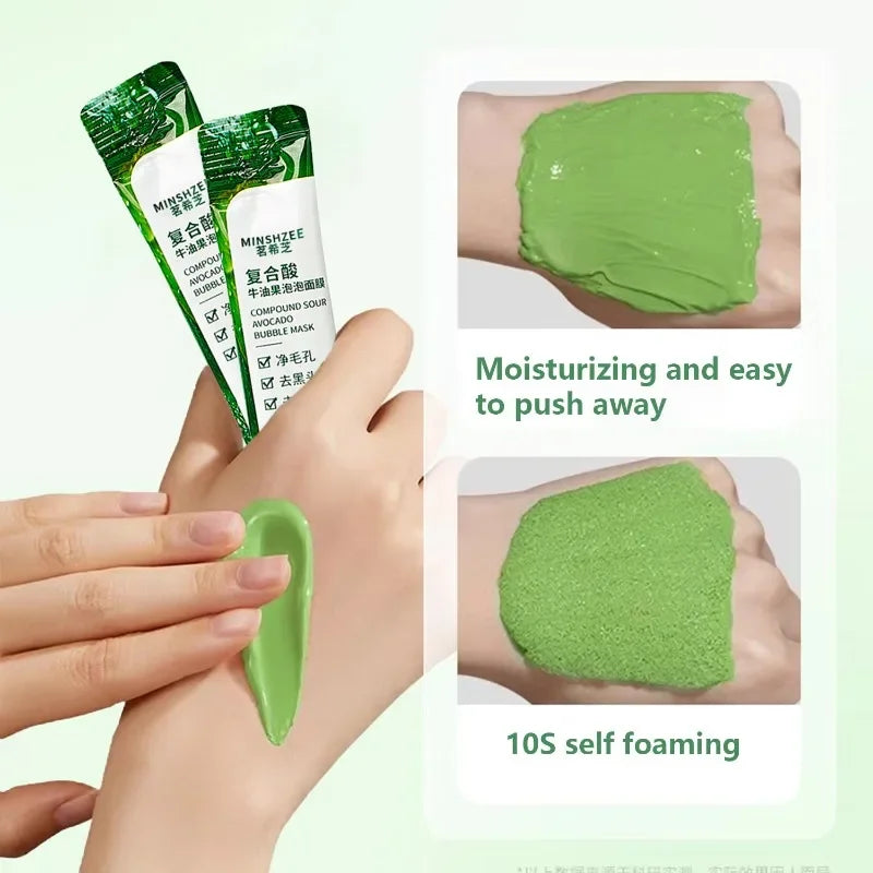 Masque facial à bulles d'avocat (12 pièces) - Éclat, fermeté, hydratation - Soin beauté du visage