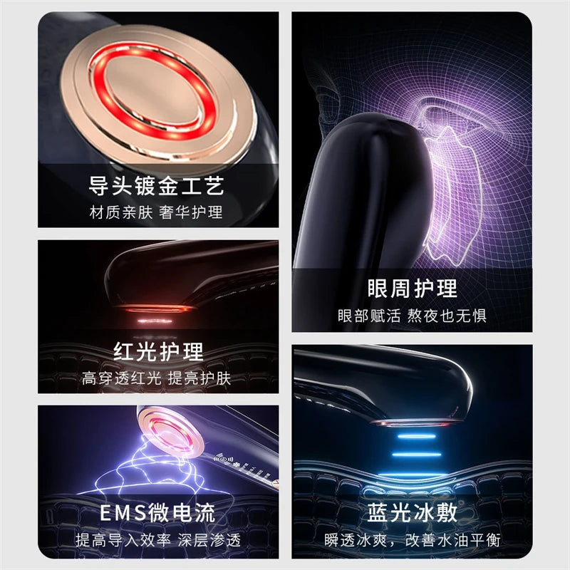 Appareil de massage facial anti-âge à microcourant pour thérapie par lumière rouge RF, instrument de beauté pour le raffermissement et le lifting du visage