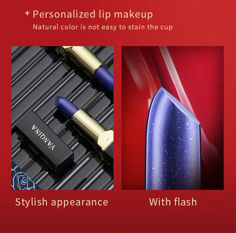 Rouge à lèvres changeant de couleur, rose bleue, soin des lèvres, brillant à lèvres rouge changeant de température, base de maquillage imperméable, beauté féminine, cosmétique