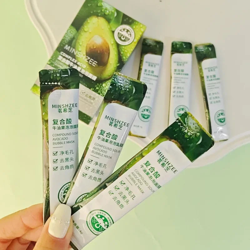 Masque facial à bulles d'avocat (12 pièces) - Éclat, fermeté, hydratation - Soin beauté du visage