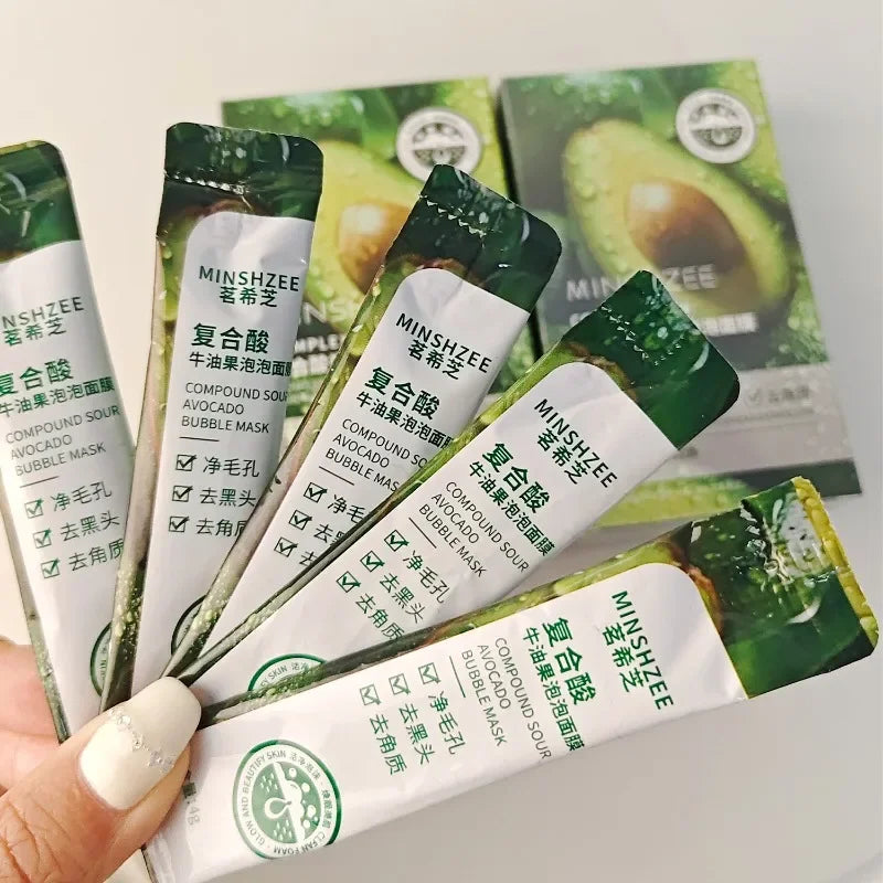 Masque facial à bulles d'avocat (12 pièces) - Éclat, fermeté, hydratation - Soin beauté du visage