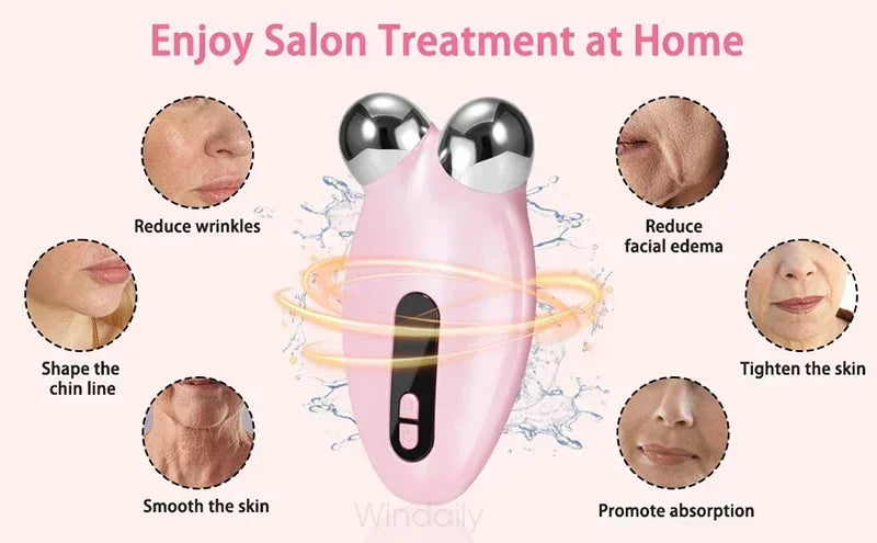 Appareil de massage facial EMS à microcourant pour lifting du visage, rouleau de massage V-Face, appareil de beauté anti-rides et de rajeunissement de la peau