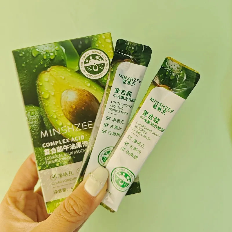 Masque facial à bulles d'avocat (12 pièces) - Éclat, fermeté, hydratation - Soin beauté du visage