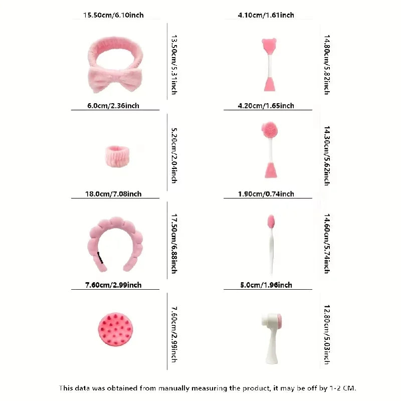 Coffret de maquillage beauté 9 pièces, kit de maquillage, comprenant un ensemble de bandeaux quatre pièces, un nettoyant pour le visage et des outils de massage, etc.