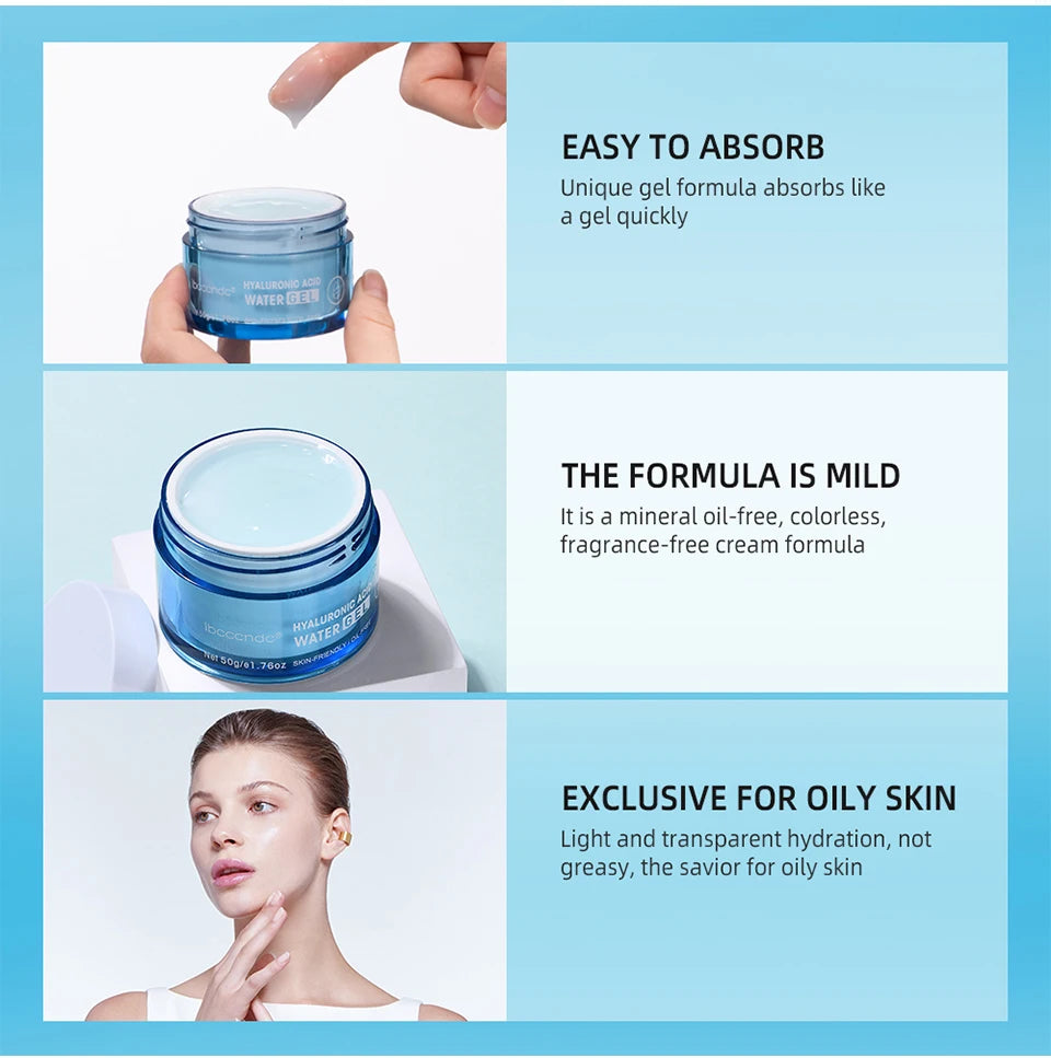 Crème gel à l'acide hyaluronique, soin hydratant pour le visage, pour hydrater et lisser les peaux très sèches, lotion nourrissante qui améliore la sécheresse cutanée