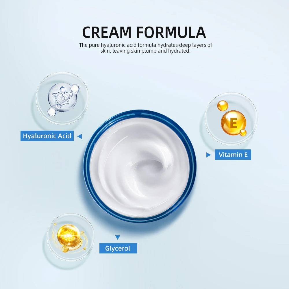 Crème gel à l'acide hyaluronique, soin hydratant pour le visage, pour hydrater et lisser les peaux très sèches, lotion nourrissante qui améliore la sécheresse cutanée