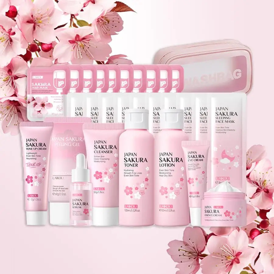 Coffret de soins Sakura, 29 pièces/ensemble, kit de soins nettoyants et hydratants en profondeur, produit de soin du visage pour femmes et filles