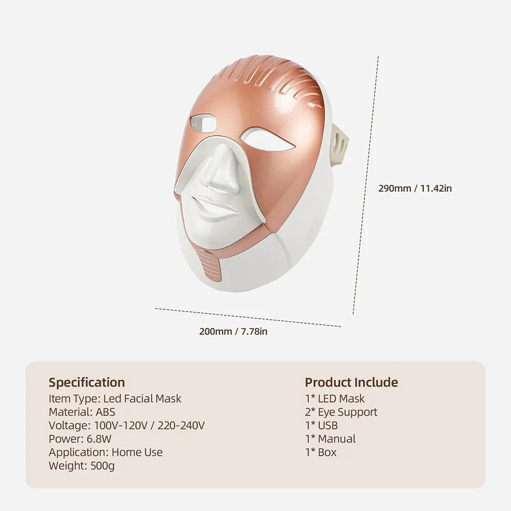 Foreverlily Mascarilla facial LED Wireless 7 Colors Photon Skin Care Beauty Machine Masque pour le visage