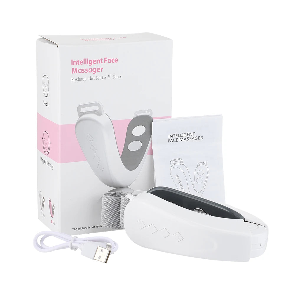 Appareil de beauté V-Face : machine de remodelage du visage par micro-courant pour un lifting et un raffermissement du visage. Masseur facial intelligent rechargeable par USB.