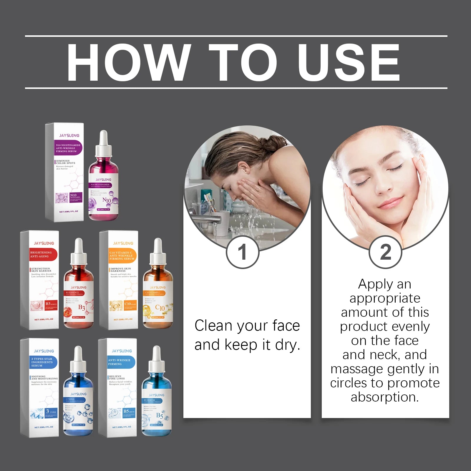 Coffret cadeau sérum de soin du visage Hydratant Nourrissant Atténue les ridules Raffermit les rides Illumine le teint Lisse le visage