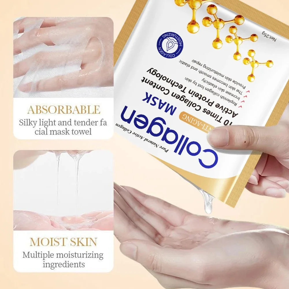 Masque facial au collagène SADOER - Soin du visage - Hydratant, anti-âge, réparateur, illuminateur