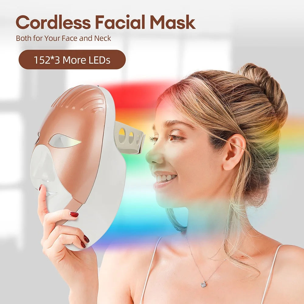 Foreverlily Mascarilla facial LED Wireless 7 Colors Photon Skin Care Beauty Machine Masque pour le visage
