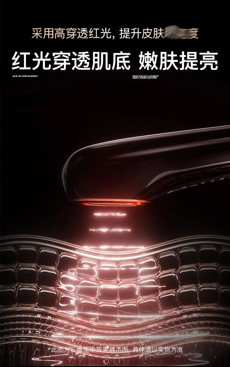 Appareil de massage facial anti-âge à microcourant pour thérapie par lumière rouge RF, instrument de beauté pour le raffermissement et le lifting du visage