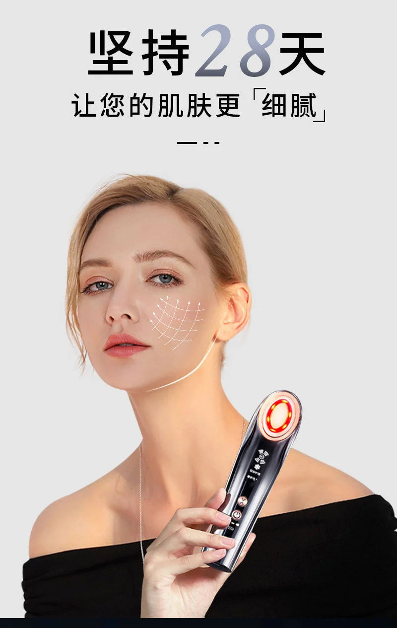 Appareil de massage facial anti-âge à microcourant pour thérapie par lumière rouge RF, instrument de beauté pour le raffermissement et le lifting du visage