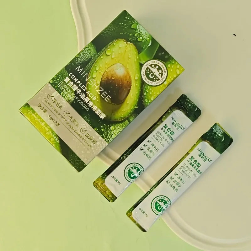 Masque facial à bulles d'avocat (12 pièces) - Éclat, fermeté, hydratation - Soin beauté du visage