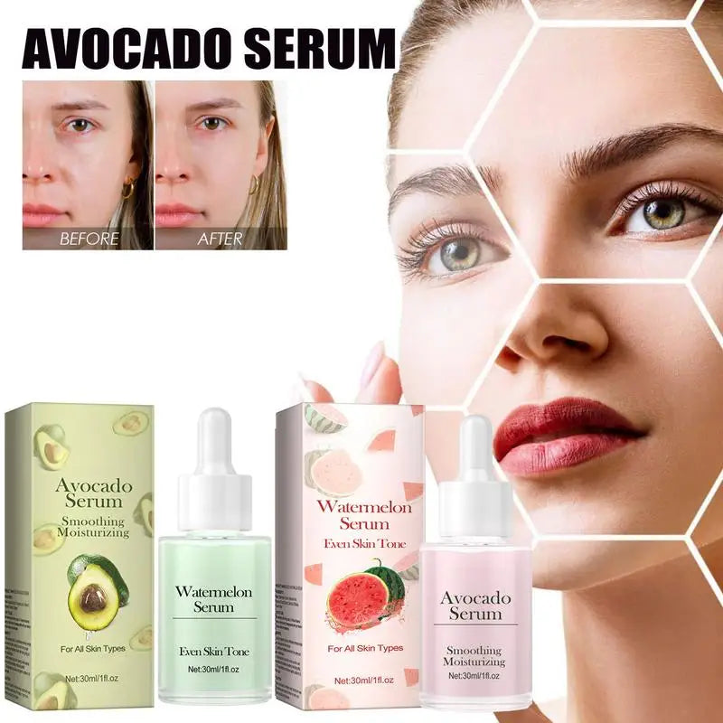 Sérum visage à l'avocat, essence raffermissante visage à la pastèque, effet liftant et raffermissant, atténue les ridules, essence anti-âge, essence anti-rides