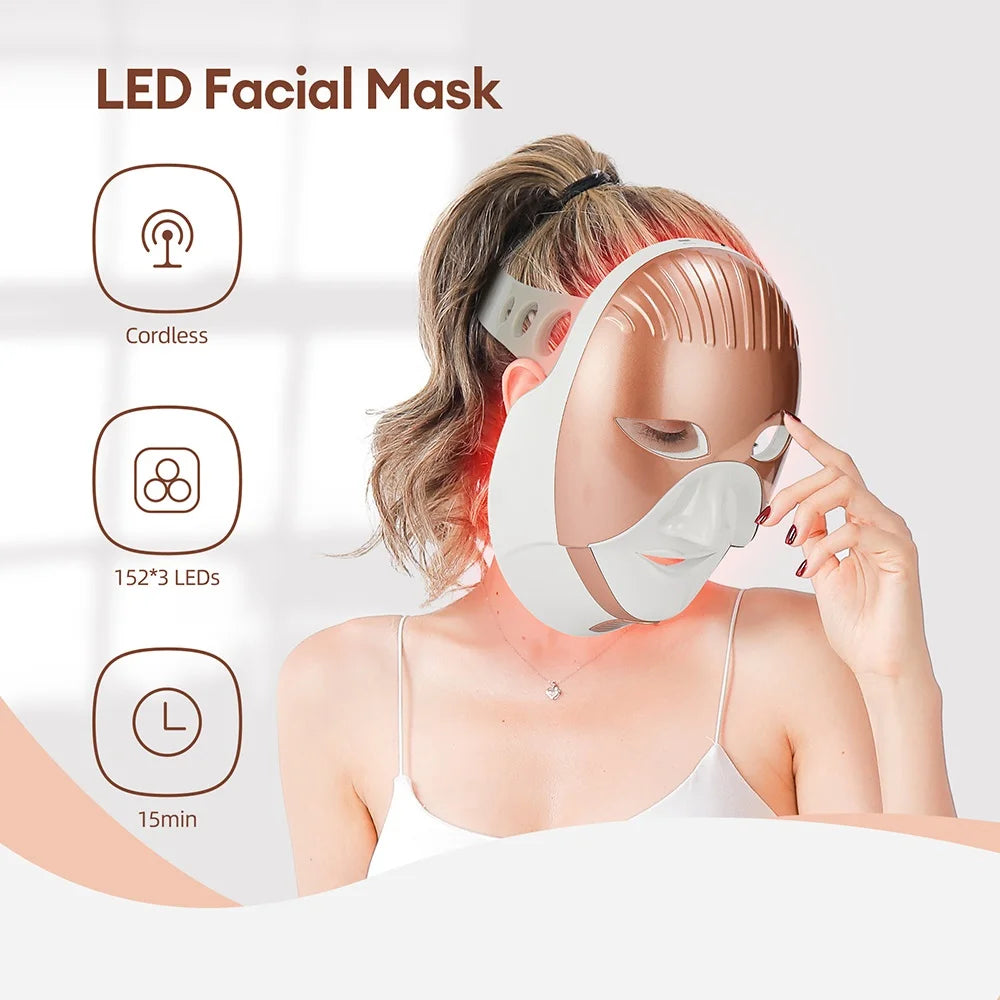 Foreverlily Mascarilla facial LED Wireless 7 Colors Photon Skin Care Beauty Machine Masque pour le visage