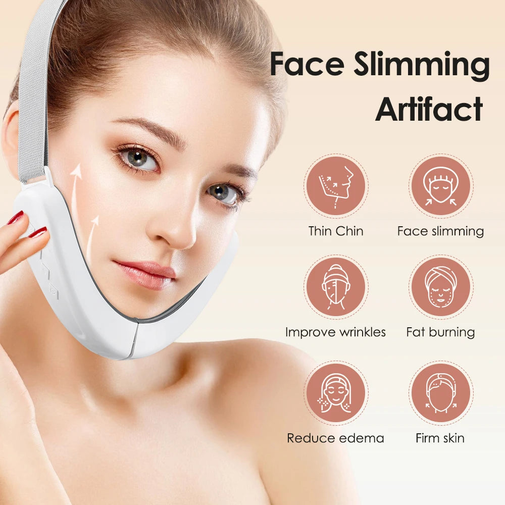 Appareil de beauté V-Face : machine de remodelage du visage par micro-courant pour un lifting et un raffermissement du visage. Masseur facial intelligent rechargeable par USB.