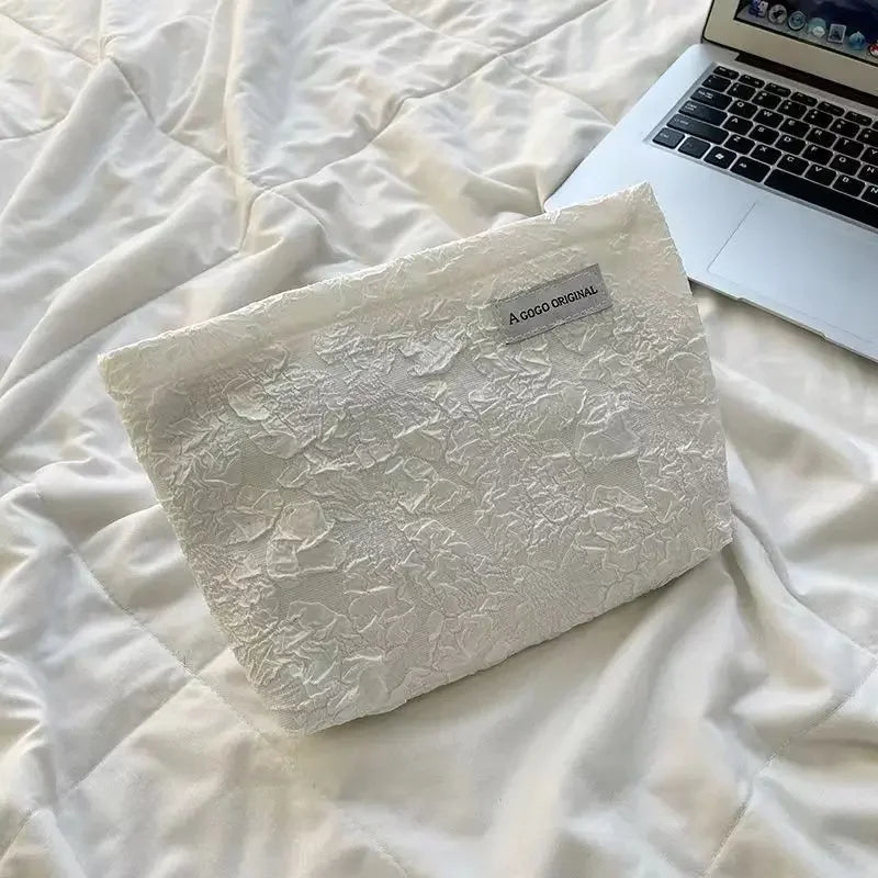 Trousse de maquillage florale pour femme, trousse de maquillage avec broderie coréenne, trousse de toilette de voyage en velours côtelé