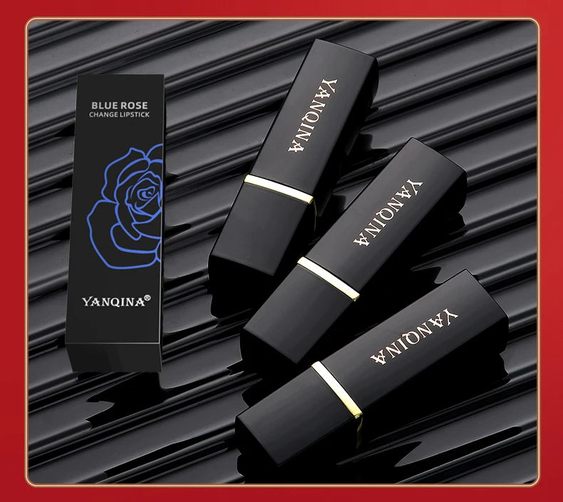 Rouge à lèvres changeant de couleur, rose bleue, soin des lèvres, brillant à lèvres rouge changeant de température, base de maquillage imperméable, beauté féminine, cosmétique