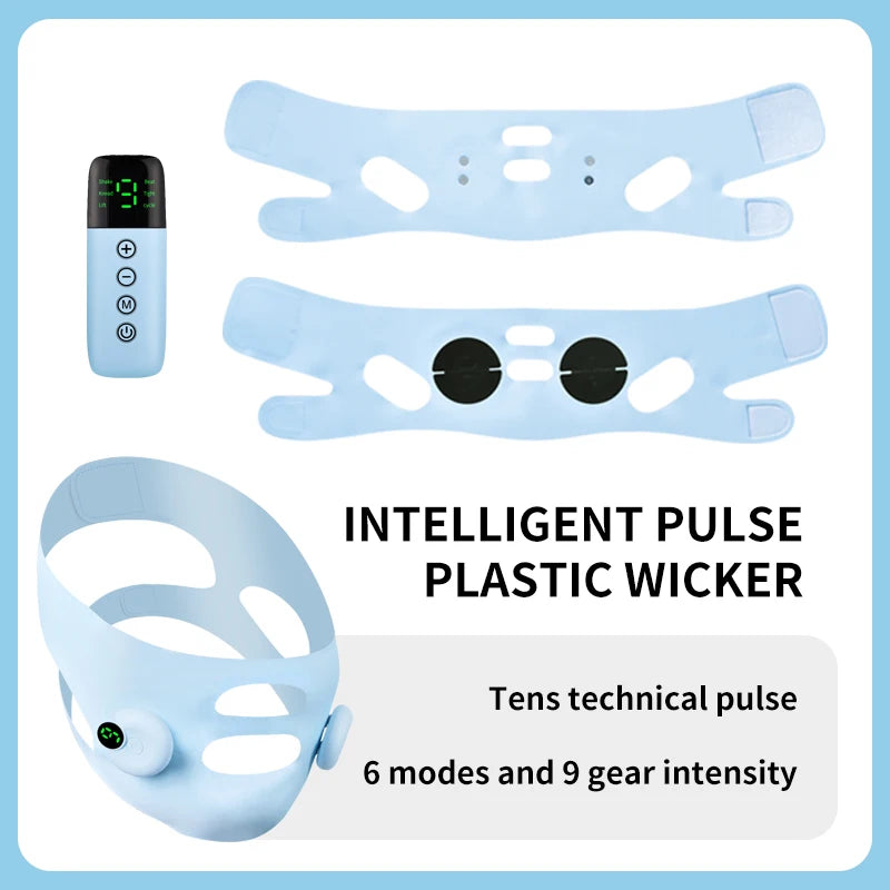 Appareil intelligent électrique pour le visage en V, avec double menton et massage facial anti-rides à intensité réglable, pour femmes.