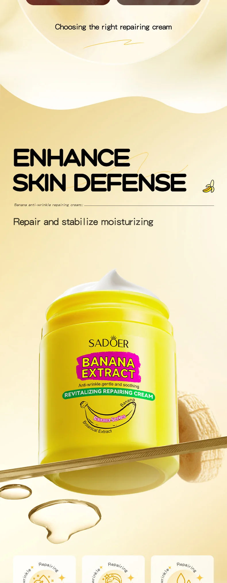 Crème éclaircissante à la peau de banane SADOER, soins de la peau, crèmes hydratantes pour le visage, crème hydratante pour le visage, produits de beauté pour le soin de la peau