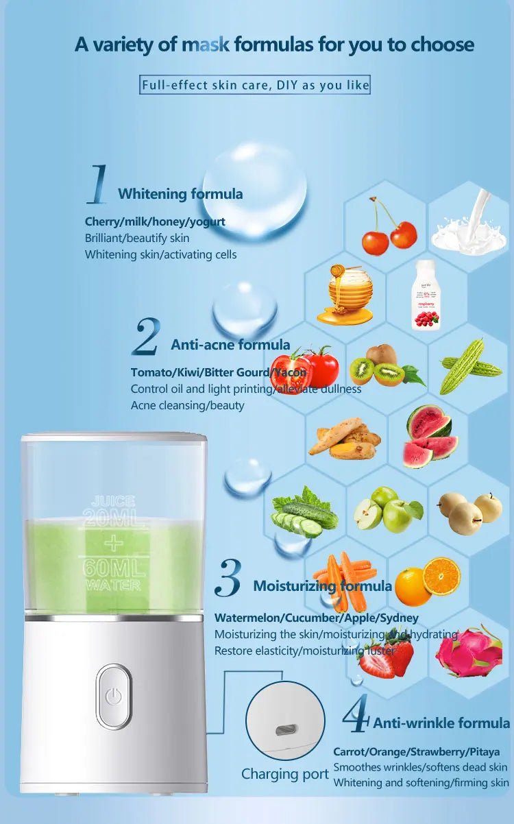 Machine à masques faciaux pour soins du visage DIY automatique à base de fruits et légumes naturels et de collagène, pour usage domestique, salon de beauté, spa