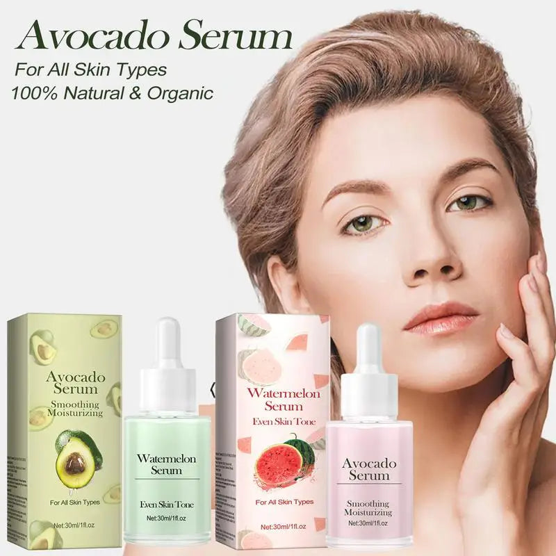 Sérum visage à l'avocat, essence raffermissante visage à la pastèque, effet liftant et raffermissant, atténue les ridules, essence anti-âge, essence anti-rides