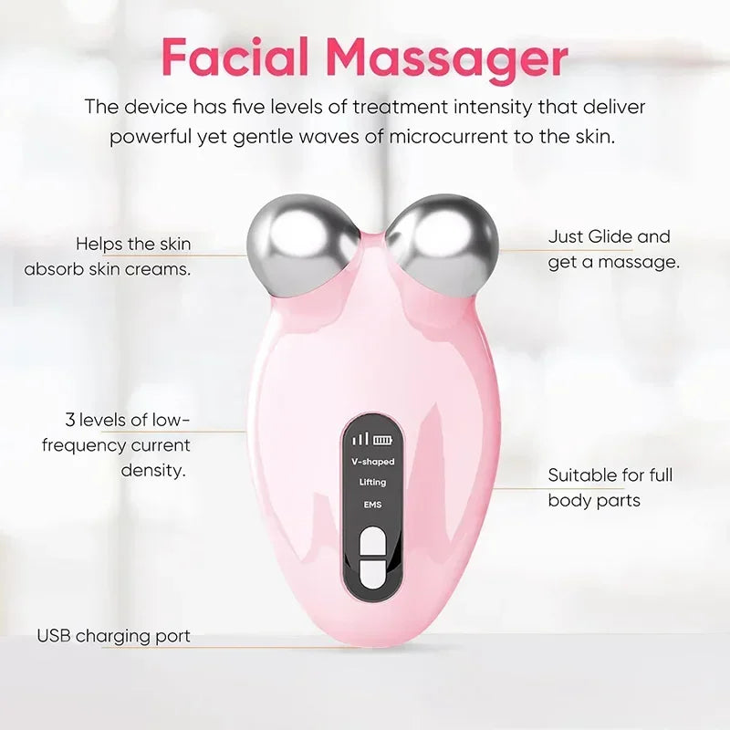 Appareil de massage facial EMS à microcourant pour lifting du visage, rouleau de massage V-Face, appareil de beauté anti-rides et de rajeunissement de la peau
