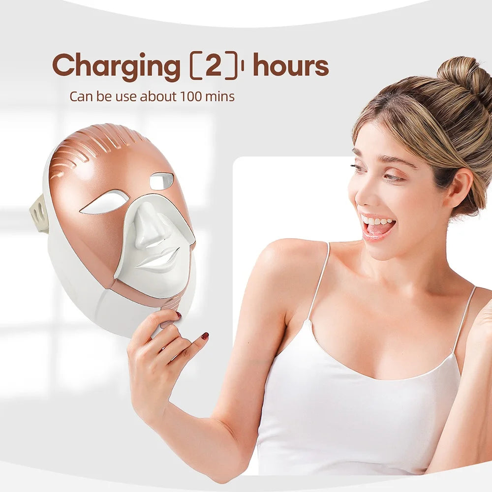 Foreverlily Mascarilla facial LED Wireless 7 Colors Photon Skin Care Beauty Machine Masque pour le visage