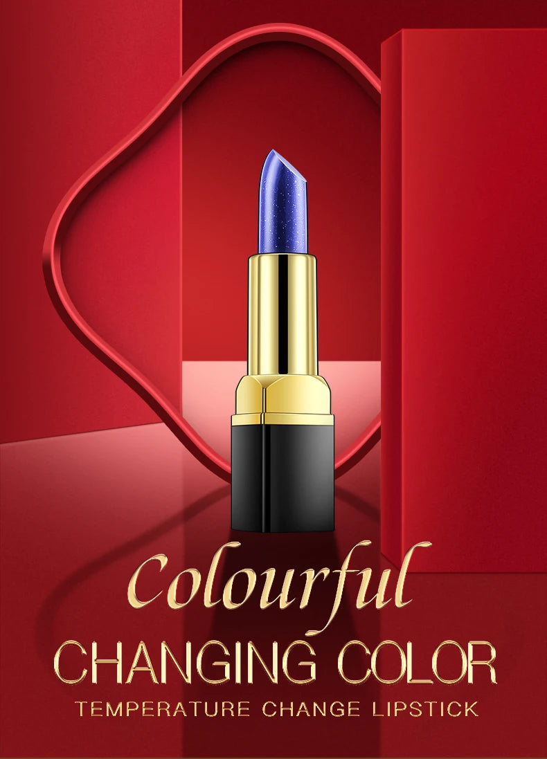 Rouge à lèvres changeant de couleur, rose bleue, soin des lèvres, brillant à lèvres rouge changeant de température, base de maquillage imperméable, beauté féminine, cosmétique