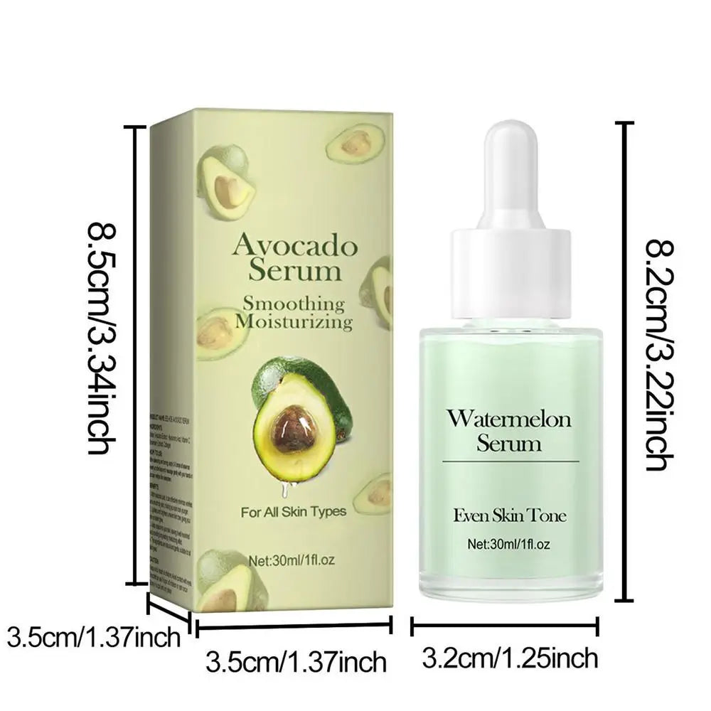 Sérum visage à l'avocat, essence raffermissante visage à la pastèque, effet liftant et raffermissant, atténue les ridules, essence anti-âge, essence anti-rides