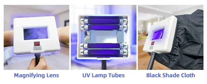 Lampe frontale portable en bois pour analyseur de peau à usage personnel à domicile : analyse des rides, de l’acné et de la pigmentation, et évaluation de l’hydratation cutanée.