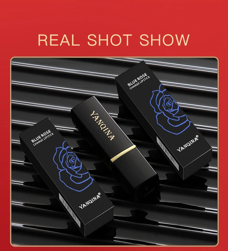 Rouge à lèvres changeant de couleur, rose bleue, soin des lèvres, brillant à lèvres rouge changeant de température, base de maquillage imperméable, beauté féminine, cosmétique