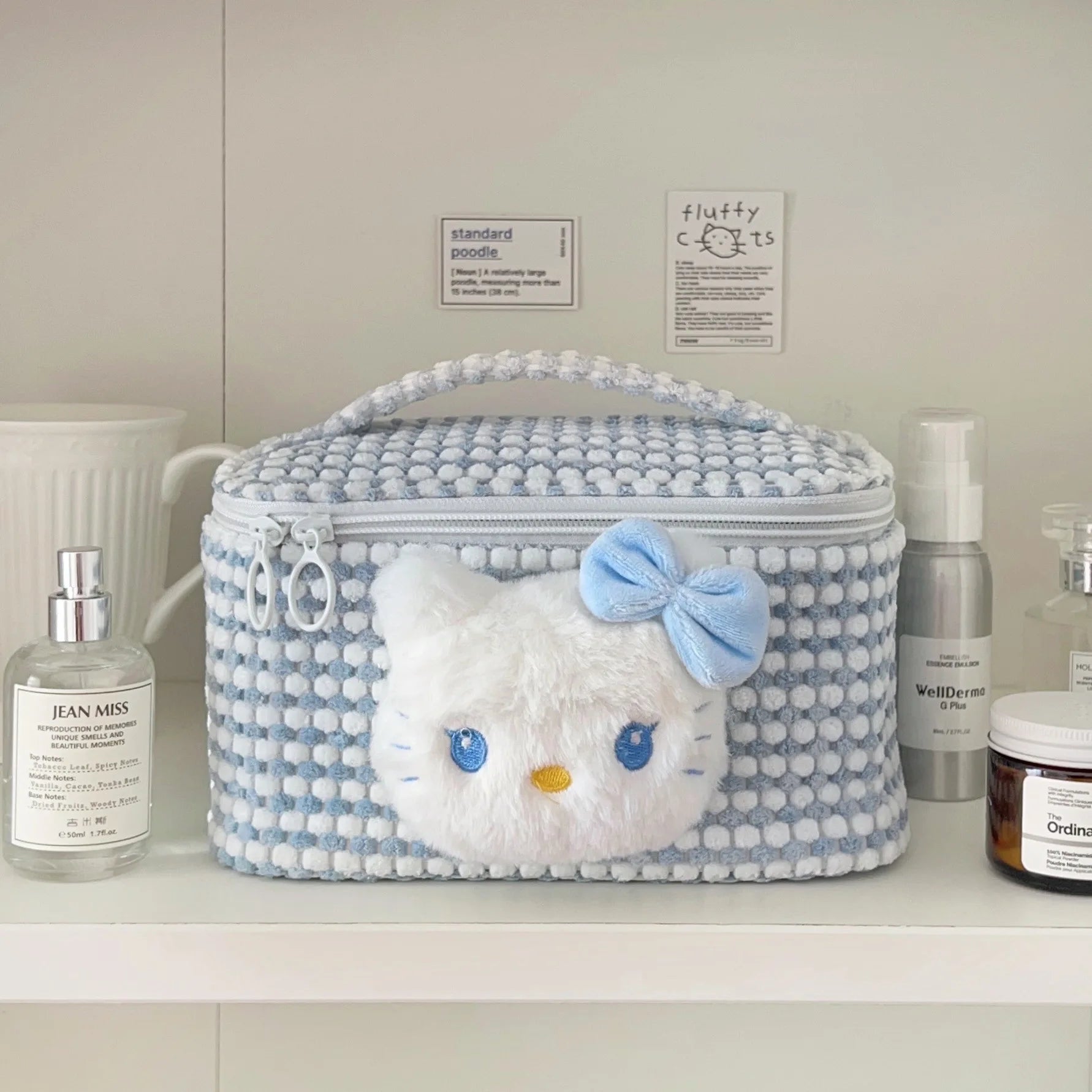 Trousse de maquillage mignonne pour femme, sac de rangement portable de grande capacité, sac de toilette de voyage