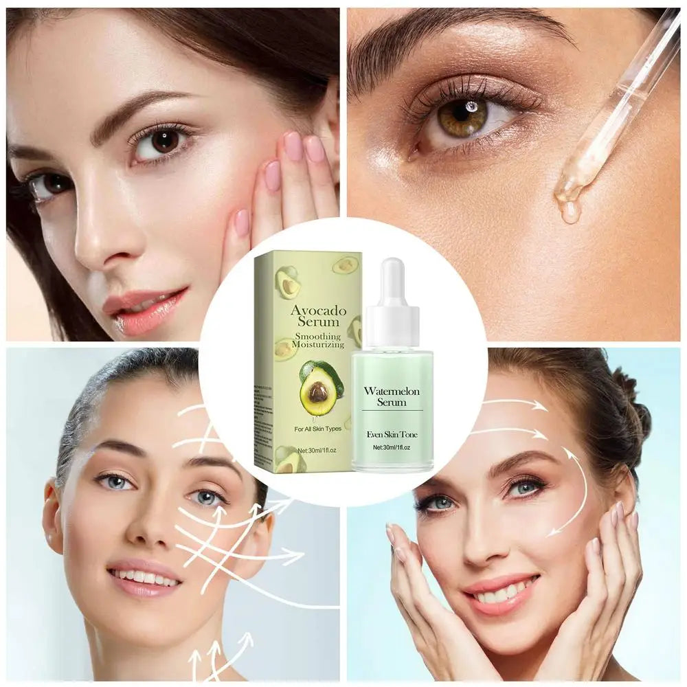 Sérum visage à l'avocat, essence raffermissante visage à la pastèque, effet liftant et raffermissant, atténue les ridules, essence anti-âge, essence anti-rides