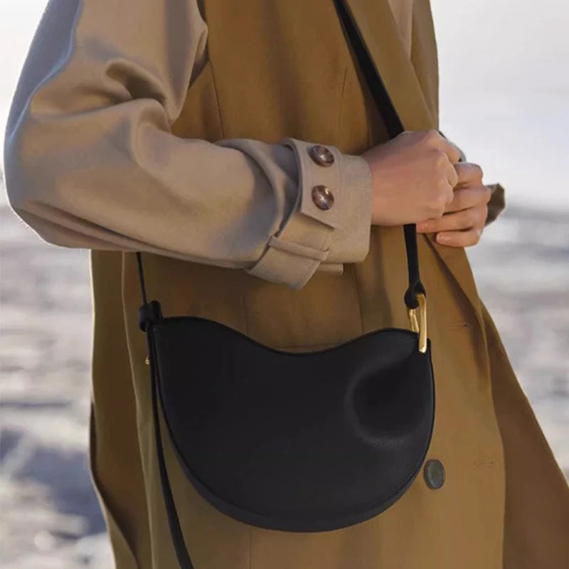 Sac à bandoulière en cuir véritable pour femmes, sac à pois, sac à aisselles décontracté de niche, nouvelle collection 2025