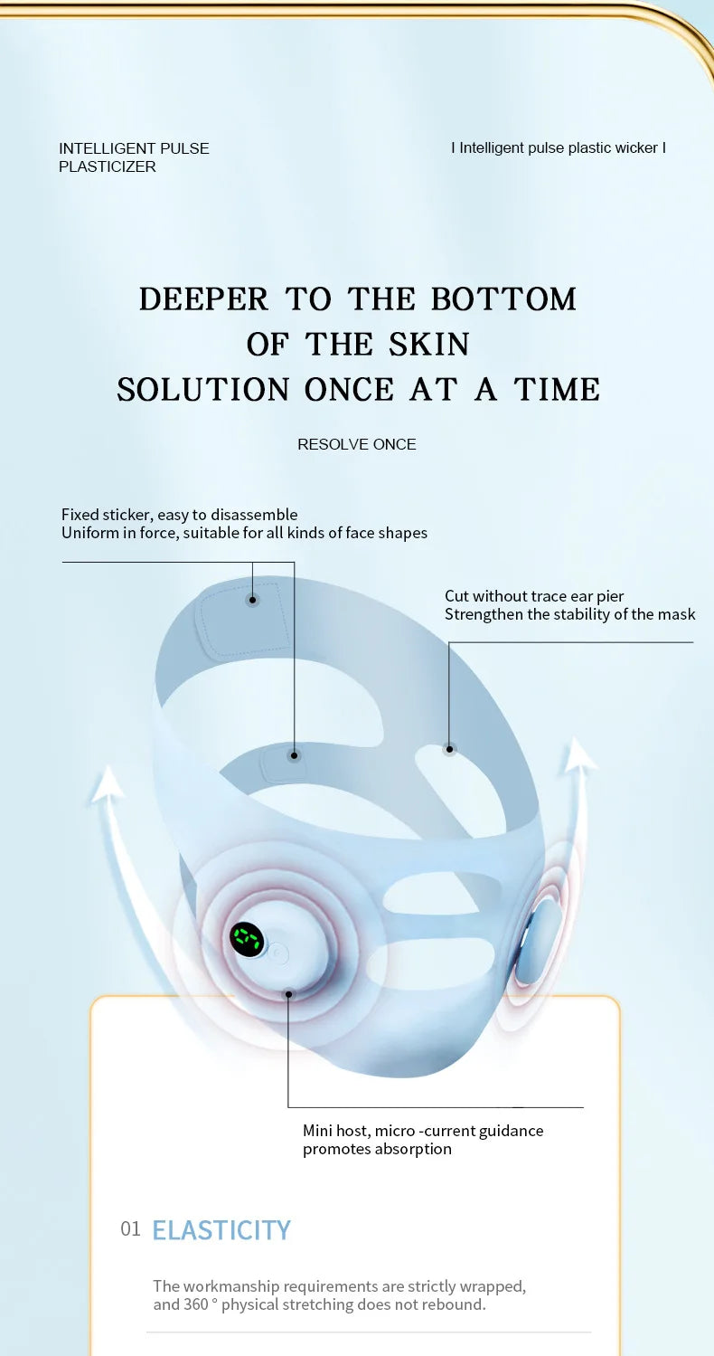 Appareil intelligent électrique pour le visage en V, avec double menton et massage facial anti-rides à intensité réglable, pour femmes.