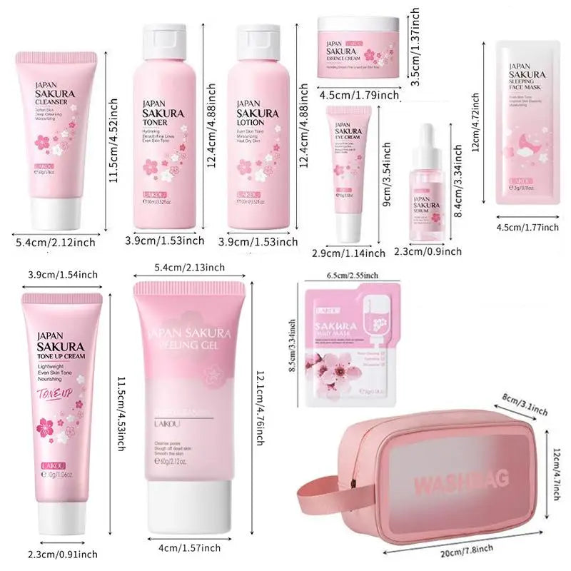 Coffret de soins Sakura, 29 pièces/ensemble, kit de soins nettoyants et hydratants en profondeur, produit de soin du visage pour femmes et filles