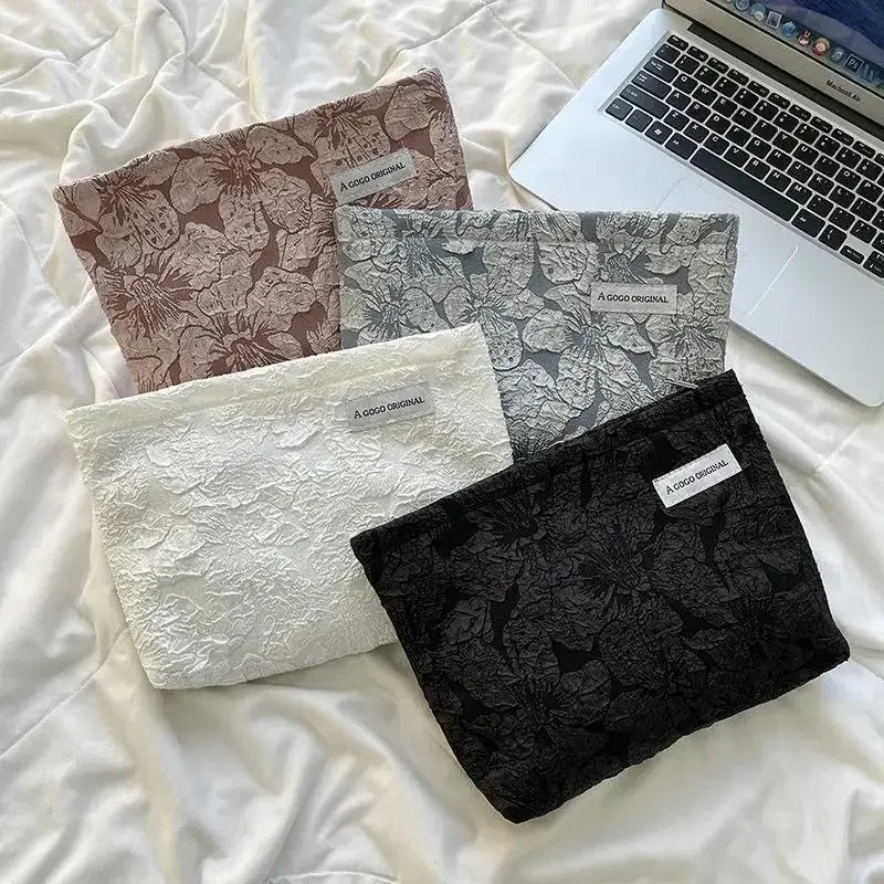 Trousse de maquillage florale pour femme, trousse de maquillage avec broderie coréenne, trousse de toilette de voyage en velours côtelé