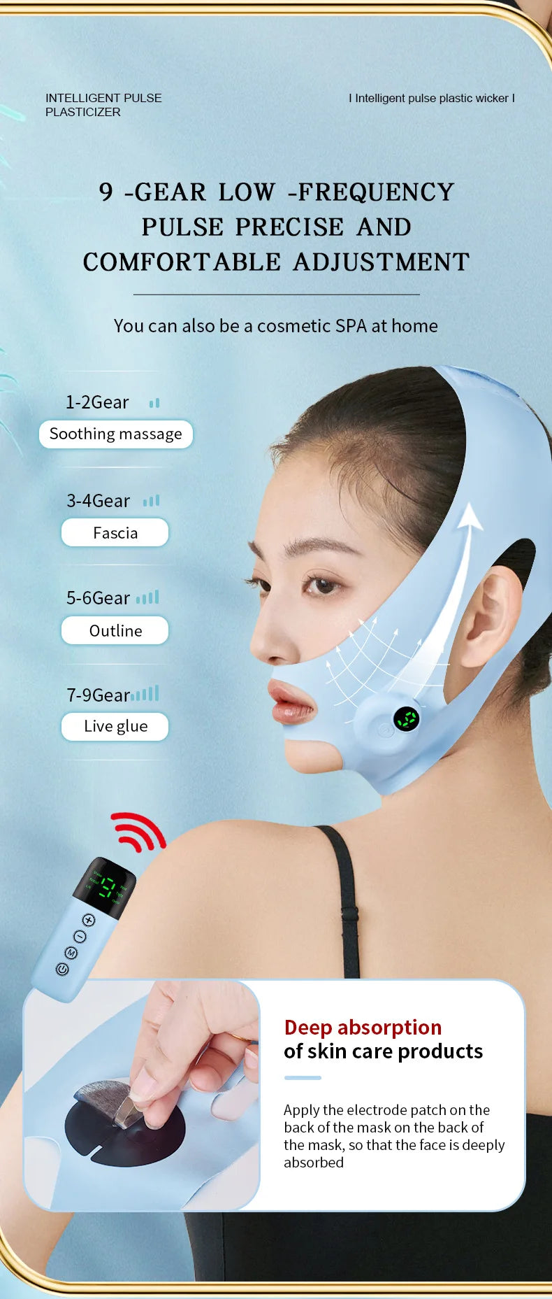 Appareil intelligent électrique pour le visage en V, avec double menton et massage facial anti-rides à intensité réglable, pour femmes.