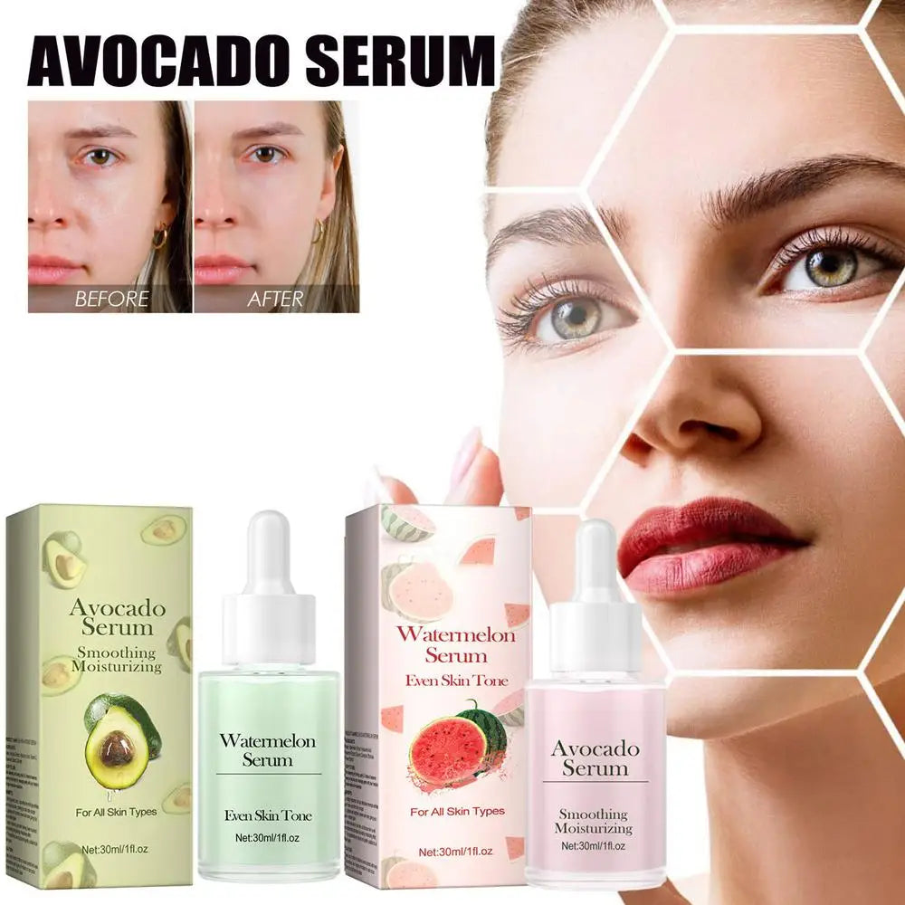 Sérum visage à l'avocat, essence raffermissante visage à la pastèque, effet liftant et raffermissant, atténue les ridules, essence anti-âge, essence anti-rides