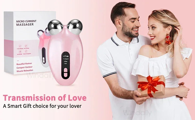 Appareil de massage facial EMS à microcourant pour lifting du visage, rouleau de massage V-Face, appareil de beauté anti-rides et de rajeunissement de la peau