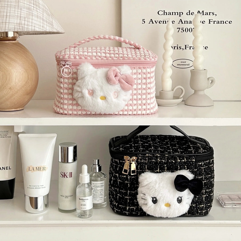Trousse de maquillage mignonne pour femme, sac de rangement portable de grande capacité, sac de toilette de voyage