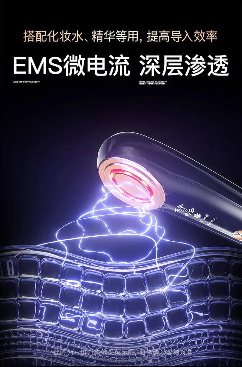 Appareil de massage facial anti-âge à microcourant pour thérapie par lumière rouge RF, instrument de beauté pour le raffermissement et le lifting du visage