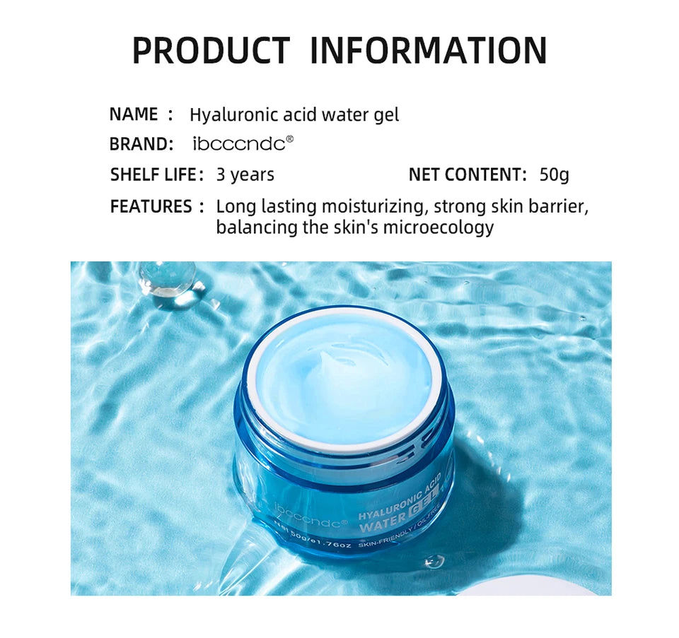 Crème gel à l'acide hyaluronique, soin hydratant pour le visage, pour hydrater et lisser les peaux très sèches, lotion nourrissante qui améliore la sécheresse cutanée